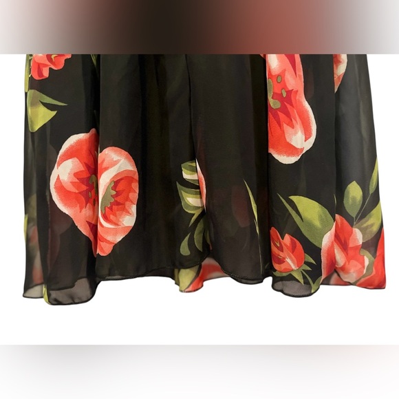 YUNA Red & Black Short Sleeve Midi  Dress With Belt Women's Size L NWT Defect - Picture 9 of 10